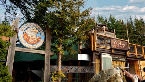 The Brackendale Art Gallery sign and timber building, where Pitch Night is held